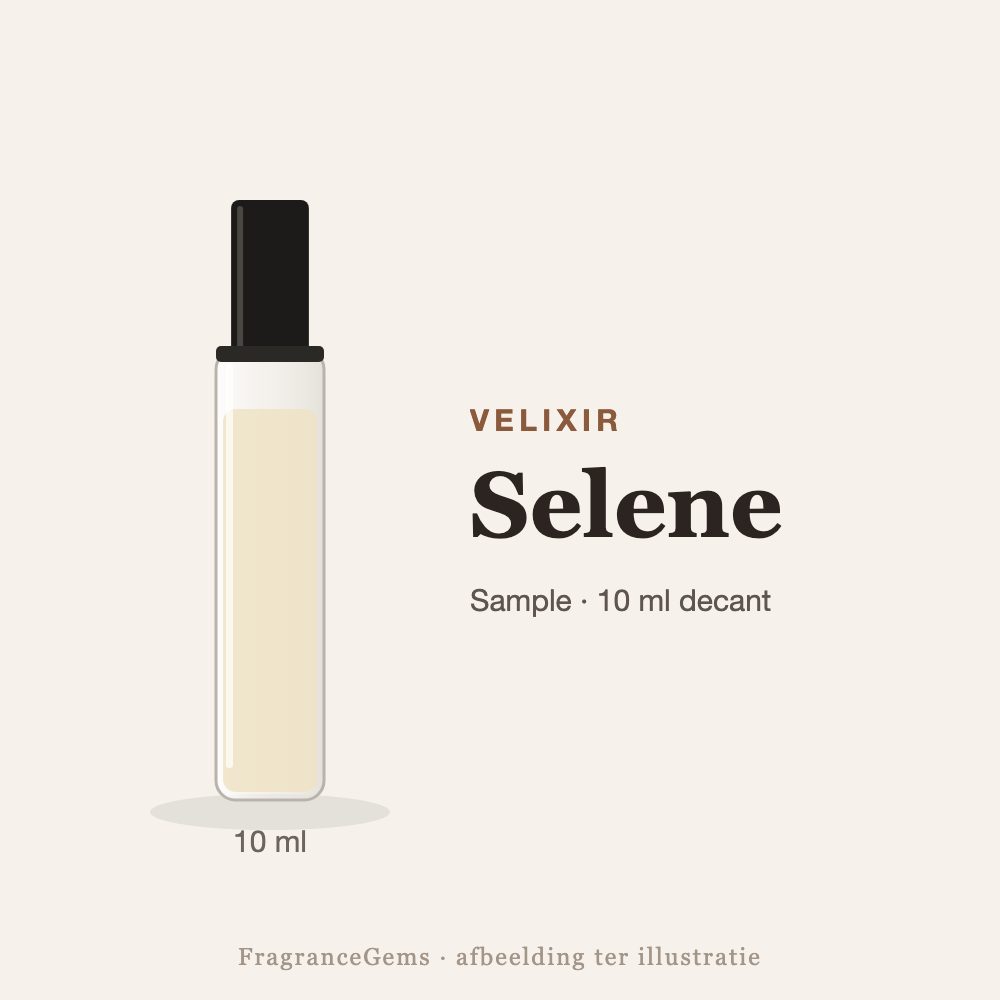 Velixir Selene sample – 10 ml decant in glazen sprayflesje